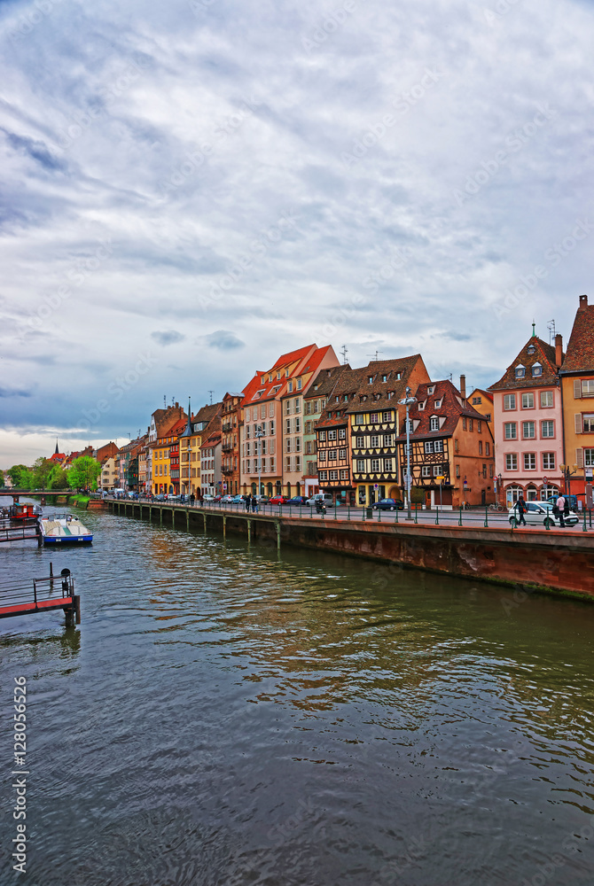 Waterfront of Ill River in Strasbourg in France