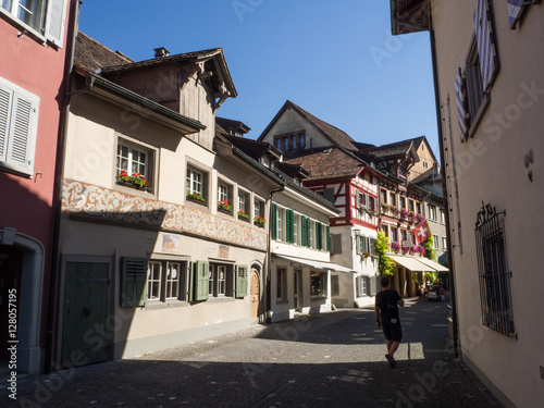 Stein am Rhein, premio Wakker 1972 por sus frescos exteriores tan bien conservados. Suiza, verano de 2016 OLYMPUS DIGITAL CAMERA