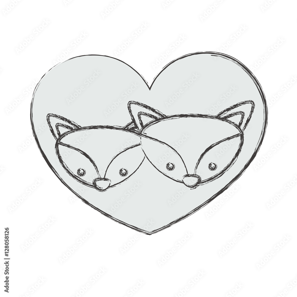 Fox cartoon in love icon. Animal cute adorable creature and friendly theme. Isolated design. Vector illustration Fox cartoon in love icon. Animal cute adorable creature and friendly theme. Isolated design. Vector illustration