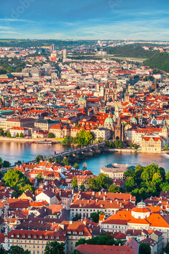 Obraz na plátně Panorama of the old part of Prague from the Petrin tower