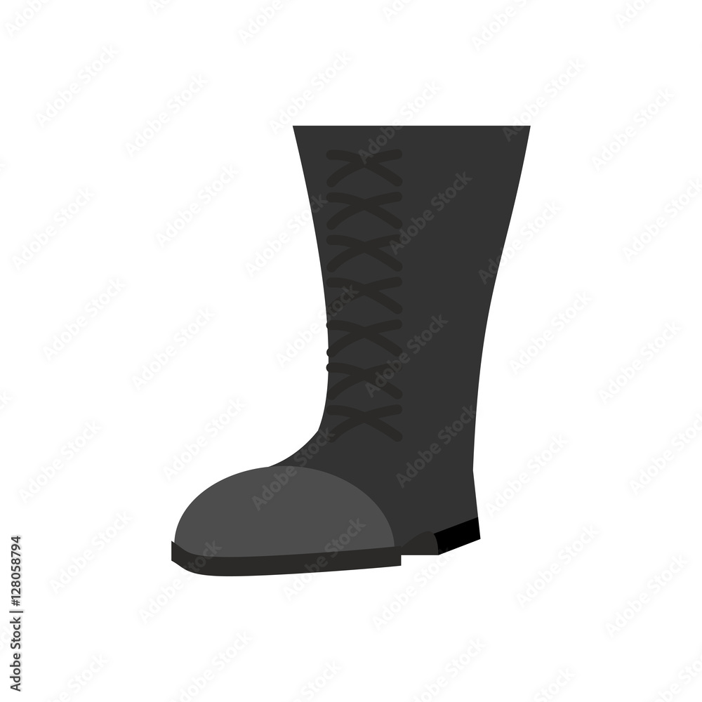 Military boots Black isolated. Army shoes on white background. s Military boots Black isolated. Army shoes on white background. s
