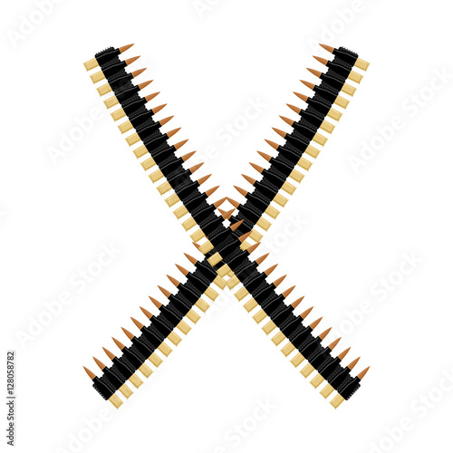 Cartridge belt. Bullet tape isolated. Bandolier on white backgro