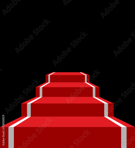 Red carpet stage isolated. VIP ladder in dark background