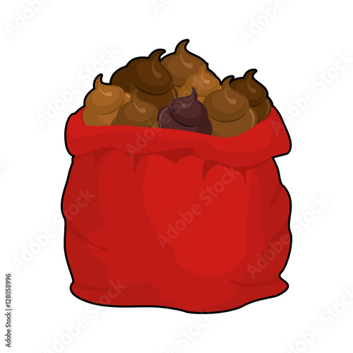 Santa shit bag. Full sack turd. Big red Christmas sackful poop.