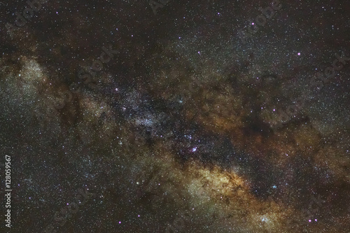 Close-up of Milky way galaxy with stars and space dust in the un