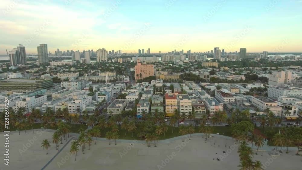 Aerial view of Ocean Drive and South beach, Miami, Florida, USA Aerial view of Ocean Drive and South beach, Miami, Florida, USA