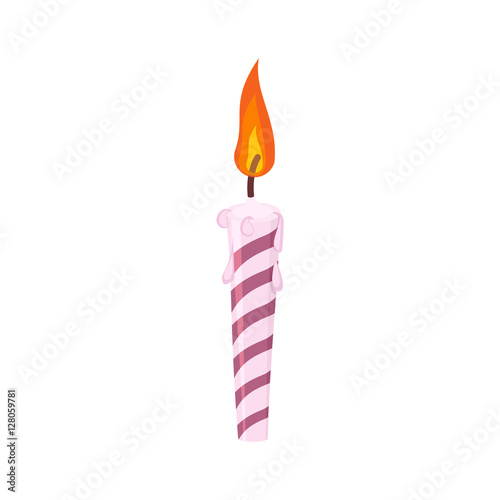 Candle birthday cake. Festive red candle isolated