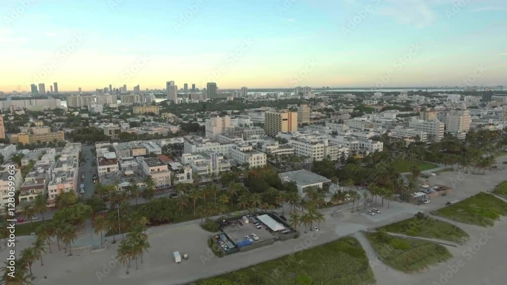 Aerial view of Ocean Drive and South beach, Miami, Florida, USA Aerial view of Ocean Drive and South beach, Miami, Florida, USA