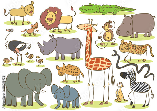 African animal kids drawing
