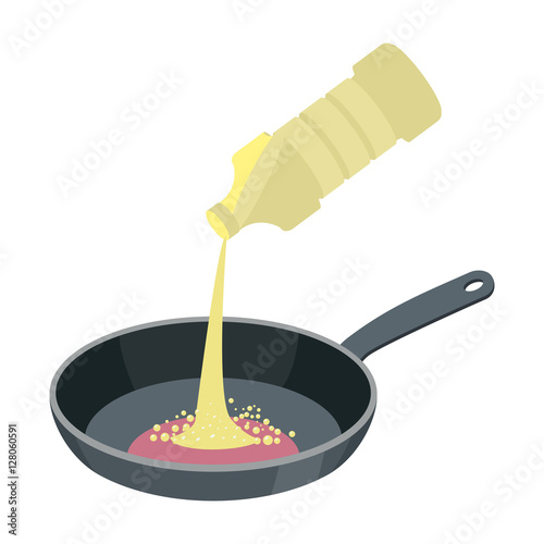 Frying pan with butter isolated. Kitchen utensils for cooking fo