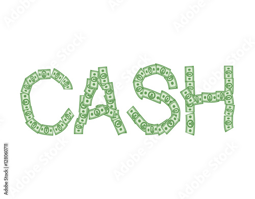 Cash text of money. Typography dollars emblem