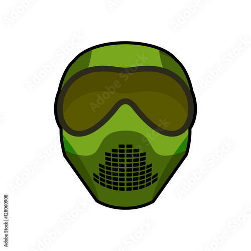 Protective helmet Scary. Sports respirator future. paintball mas