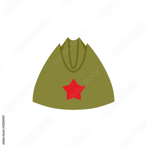 Retro military forage-cap Russian soldiers. Vintage Army cap wit photo