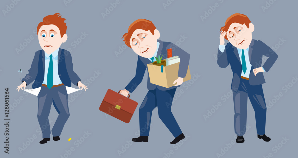 three of a businessman in  sad situation