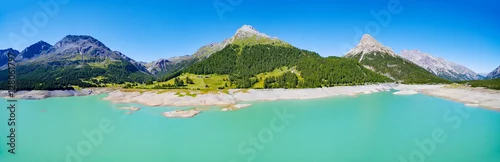 Obraz Jeziora Cancano - Alta Valtellina (IT) - Val Trela i Val Mora - Widok z lotu ptaka