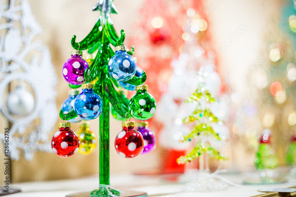 Miniature of Christmas Tree with Colorful Toys using for Christmas Wallpaper Miniature of Christmas Tree with Colorful Toys using for Christmas Wallpaper