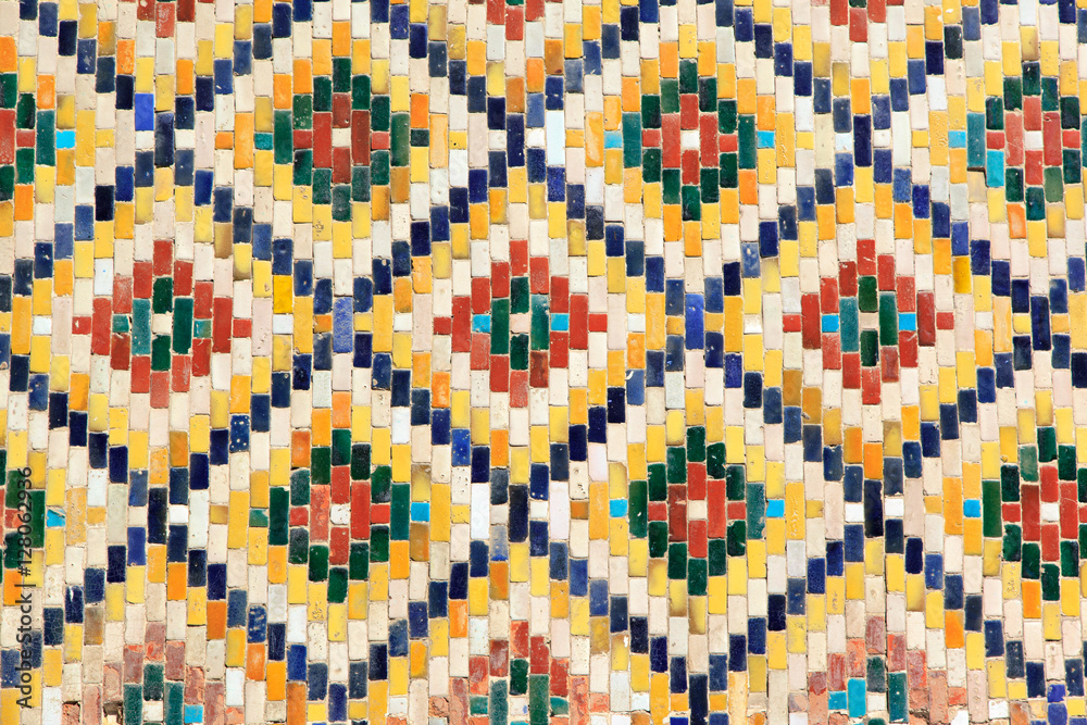 Colorful tiles on the wall. Uzbekistan