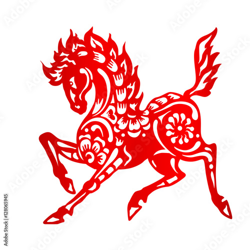 Zodiac Sign for Year of Horse, The Chinese traditional paper-cut art