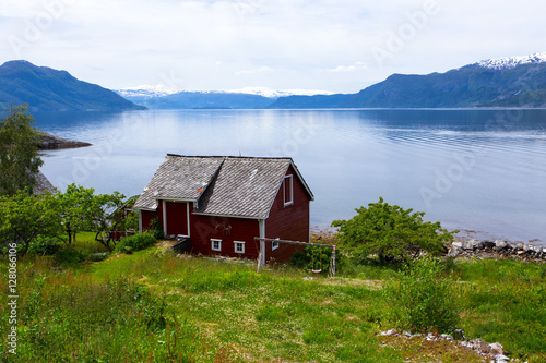 rural house on a fjord coast
