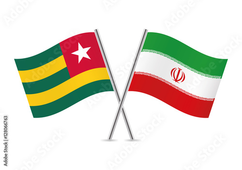 Togo and Iran flags. Vector illustration.