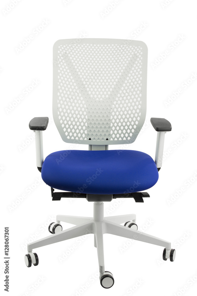 Fototapeta premium Modern office chair from red leather. Isolated
