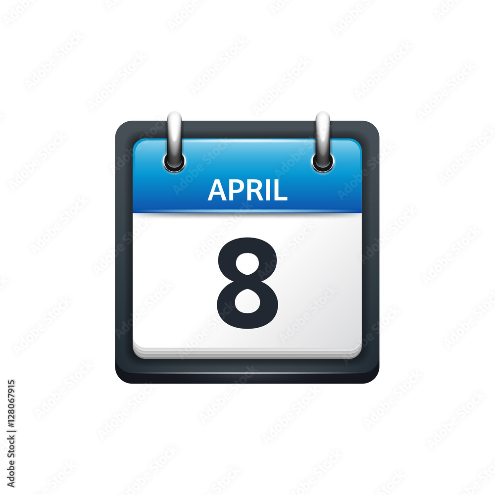 April 8. Calendar icon.Vector illustration,flat style.Month and date..Sunday,Monday,Tuesday,Wednesday,Thursday,Friday,Saturday.Week,weekend,red letter day. 2017,2018 year.Holidays. April 8. Calendar icon.Vector illustration,flat style.Month and date..Sunday,Monday,Tuesday,Wednesday,Thursday,Friday,Saturday.Week,weekend,red letter day. 2017,2018 year.Holidays.