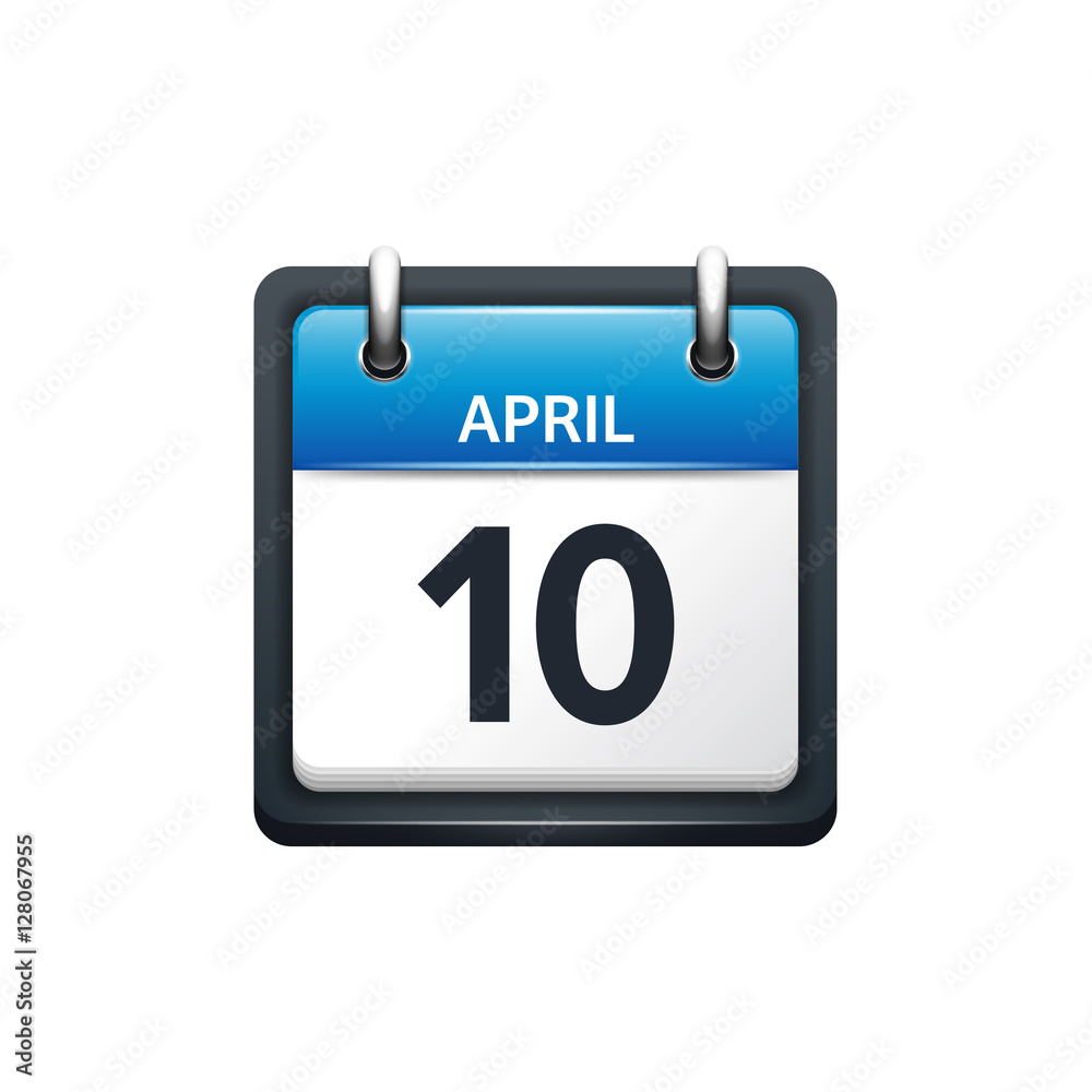 April 10. Calendar icon.Vector illustration,flat style.Month and date..Sunday,Monday,Tuesday,Wednesday,Thursday,Friday,Saturday.Week,weekend,red letter day. 2017,2018 year.Holidays. April 10. Calendar icon.Vector illustration,flat style.Month and date..Sunday,Monday,Tuesday,Wednesday,Thursday,Friday,Saturday.Week,weekend,red letter day. 2017,2018 year.Holidays.