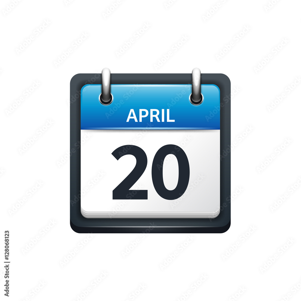 April 20. Calendar icon.Vector illustration,flat style.Month and date..Sunday,Monday,Tuesday,Wednesday,Thursday,Friday,Saturday.Week,weekend,red letter day. 2017,2018 year.Holidays. April 20. Calendar icon.Vector illustration,flat style.Month and date..Sunday,Monday,Tuesday,Wednesday,Thursday,Friday,Saturday.Week,weekend,red letter day. 2017,2018 year.Holidays.