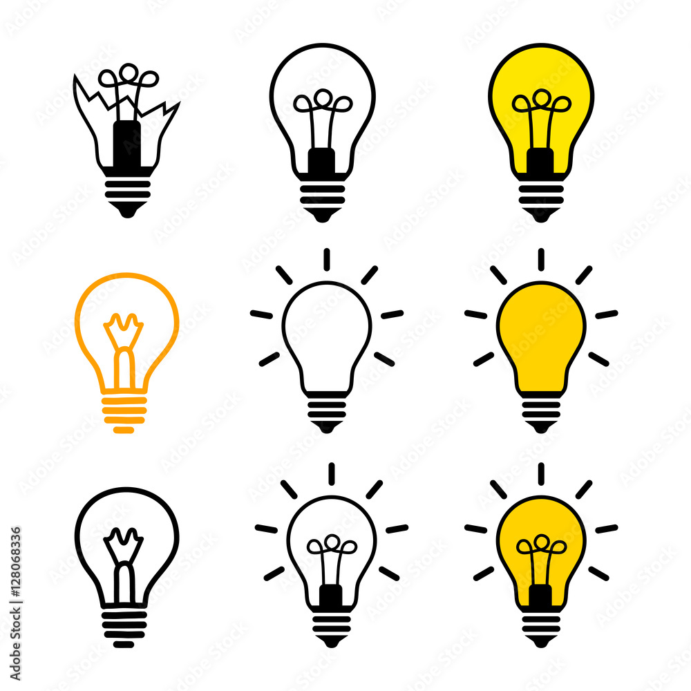 Lightbulb icon on white background Lightbulb icon on white background
