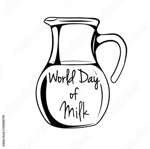 Glassess jug or milk. Vector illustration.