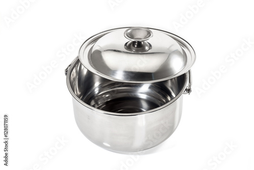 Stainless steel pot / Stainless steel pot on white background.