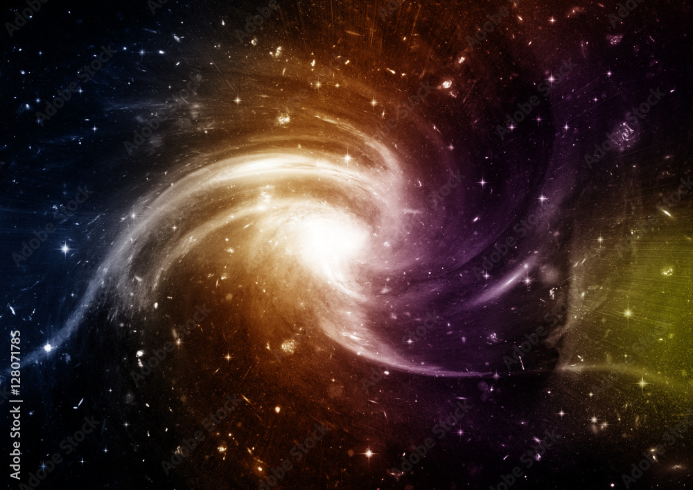 Fototapeta premium Stars, dust and gas nebula in a far galaxy