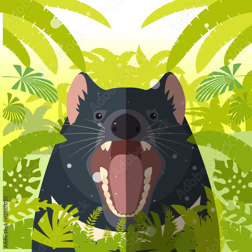 Tasmanian devil on the Jungle Background