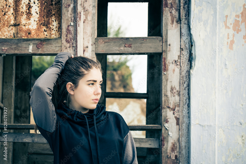Outdoor portrait of a teenage girl