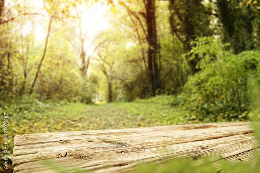 Obraz premium spring wooden desk 