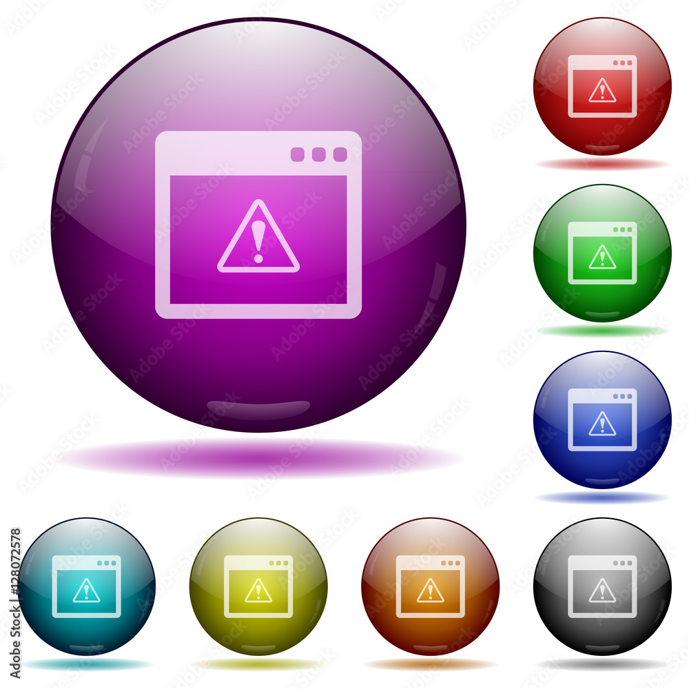 Application warning glass sphere buttons Application warning glass sphere buttons