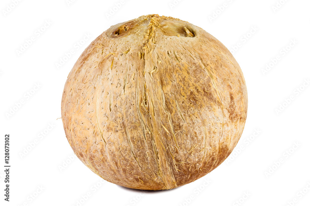 Coconut sliced on a white background Coconut sliced on a white background