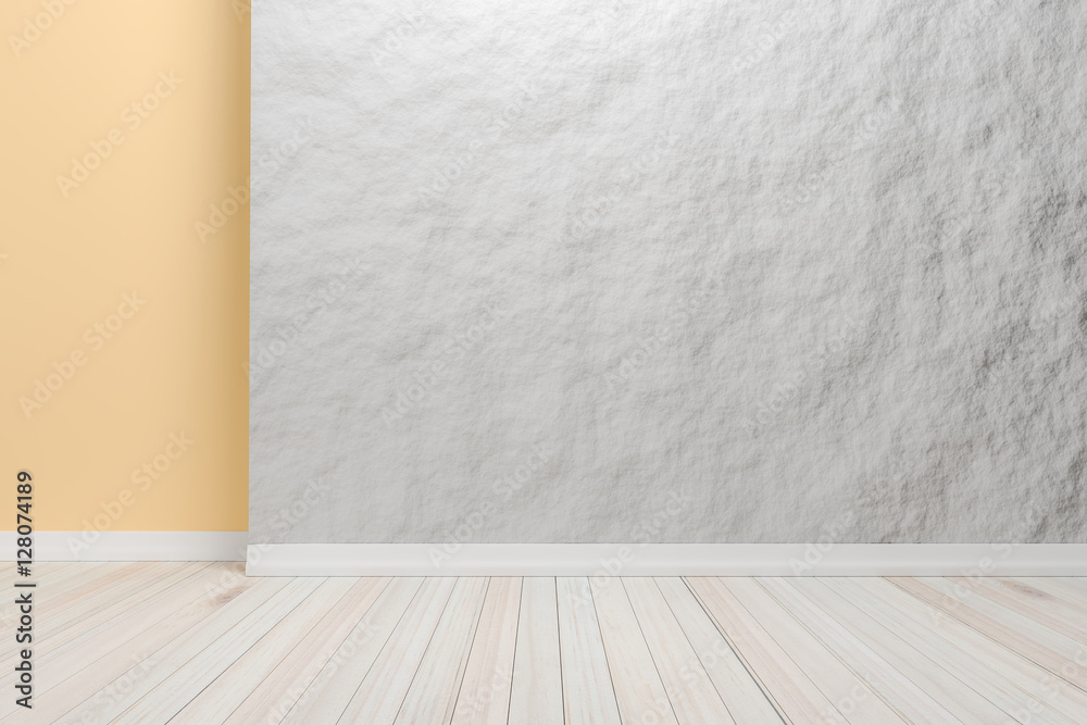 Empty interior light brown room with wooden floor, For display o Empty interior light brown room with wooden floor, For display o