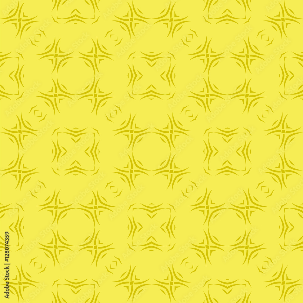 Fototapeta premium Yellow Ornamental Seamless Line Pattern. Endless Texture. Oriental Geometric Ornament