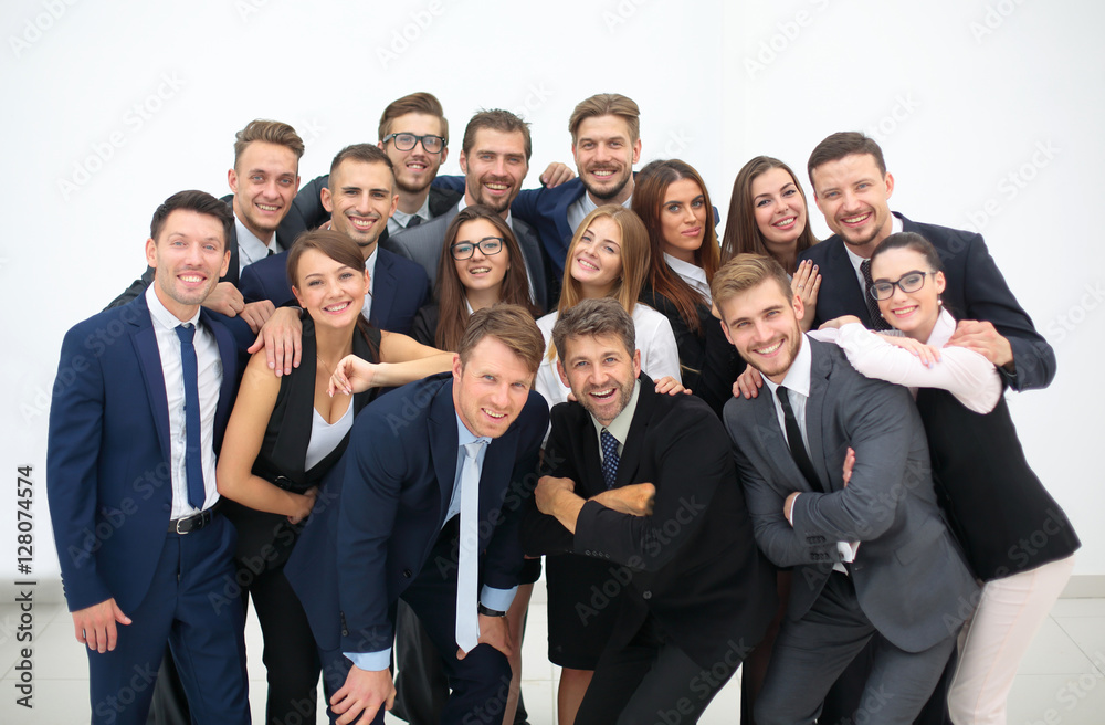 Portrait of smiling business people against white background Portrait of smiling business people against white background