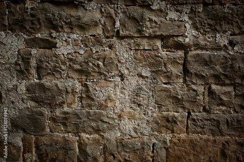 Ancient wall built of massive brick