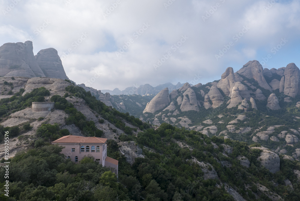 Tall mountain near the monastery of Santa Maria de Montserrat in