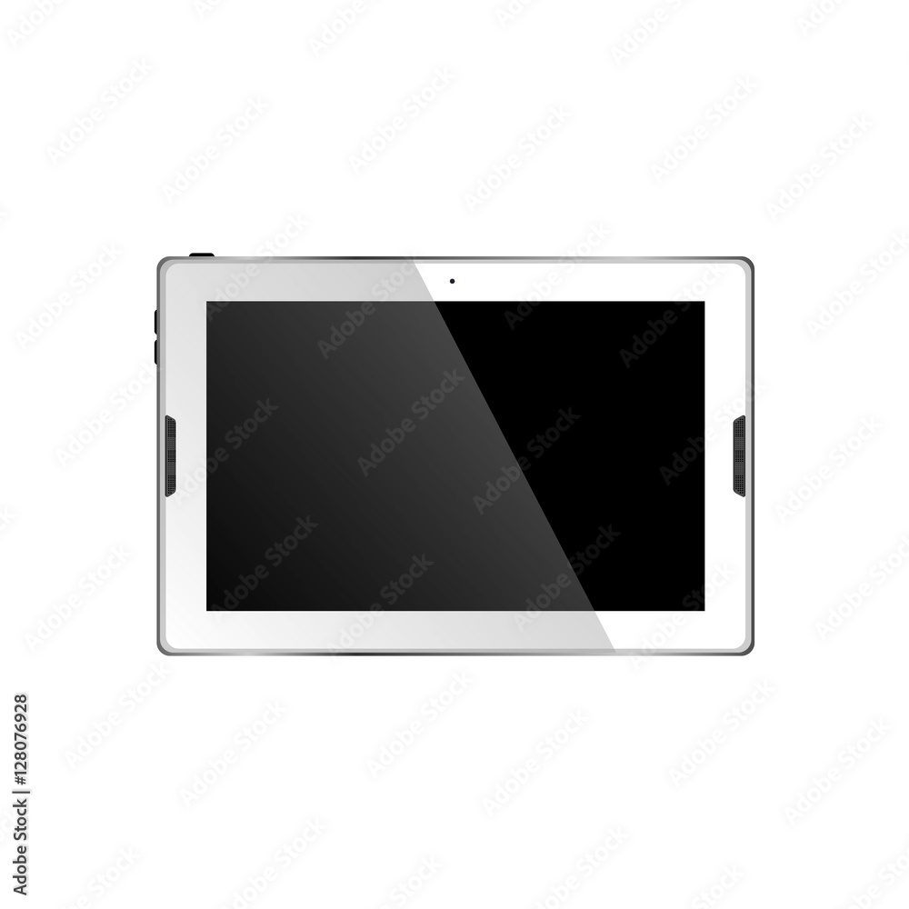 Realistic tablet pc computer with blank screen isolated on white background. Vector eps10 illustration