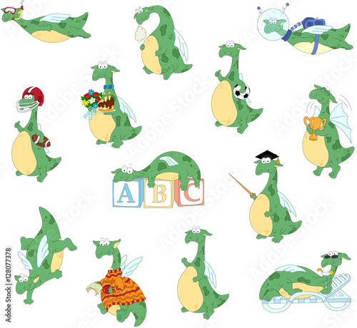 Cartoon green dragon