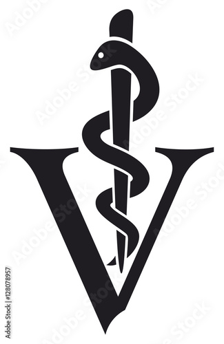 veterinary symbol - caduceus snake with stick
