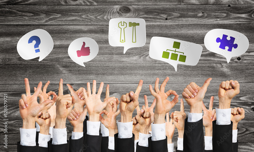 Set of hand gestures and icons Set of hand gestures and icons