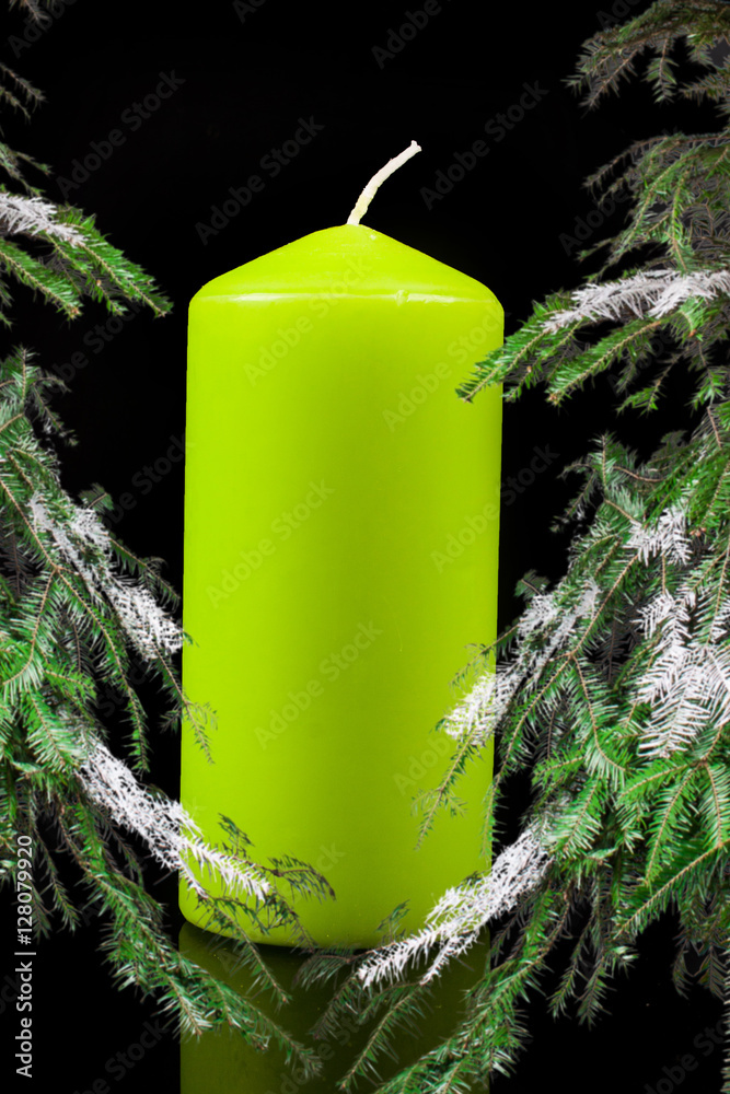 Christmas candlestick on Christmas Eve on a christmas background Stock