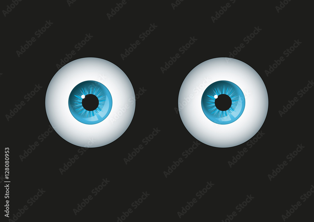 Augen Iris in blau
Vektor Illustration 
isoliert auf  schwarzem Hintergrund

