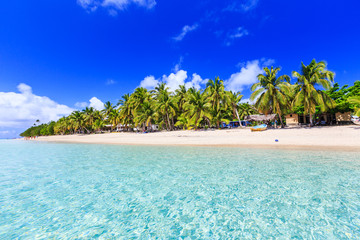 Papier peint photo Océanie Île tropicale de Dravuni aux Fidji  © SCStock