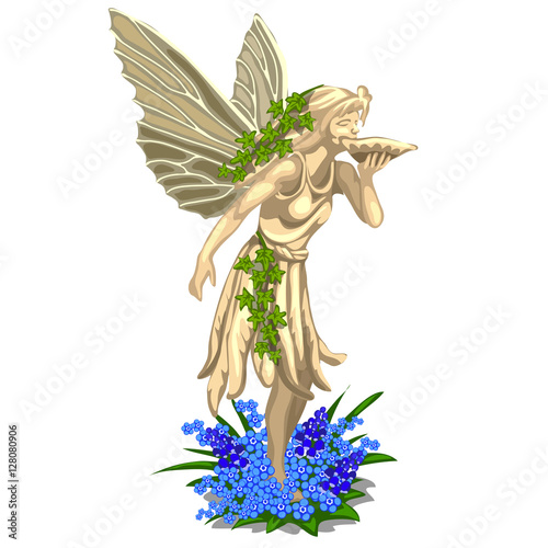 Statue fairies with wings on a white background